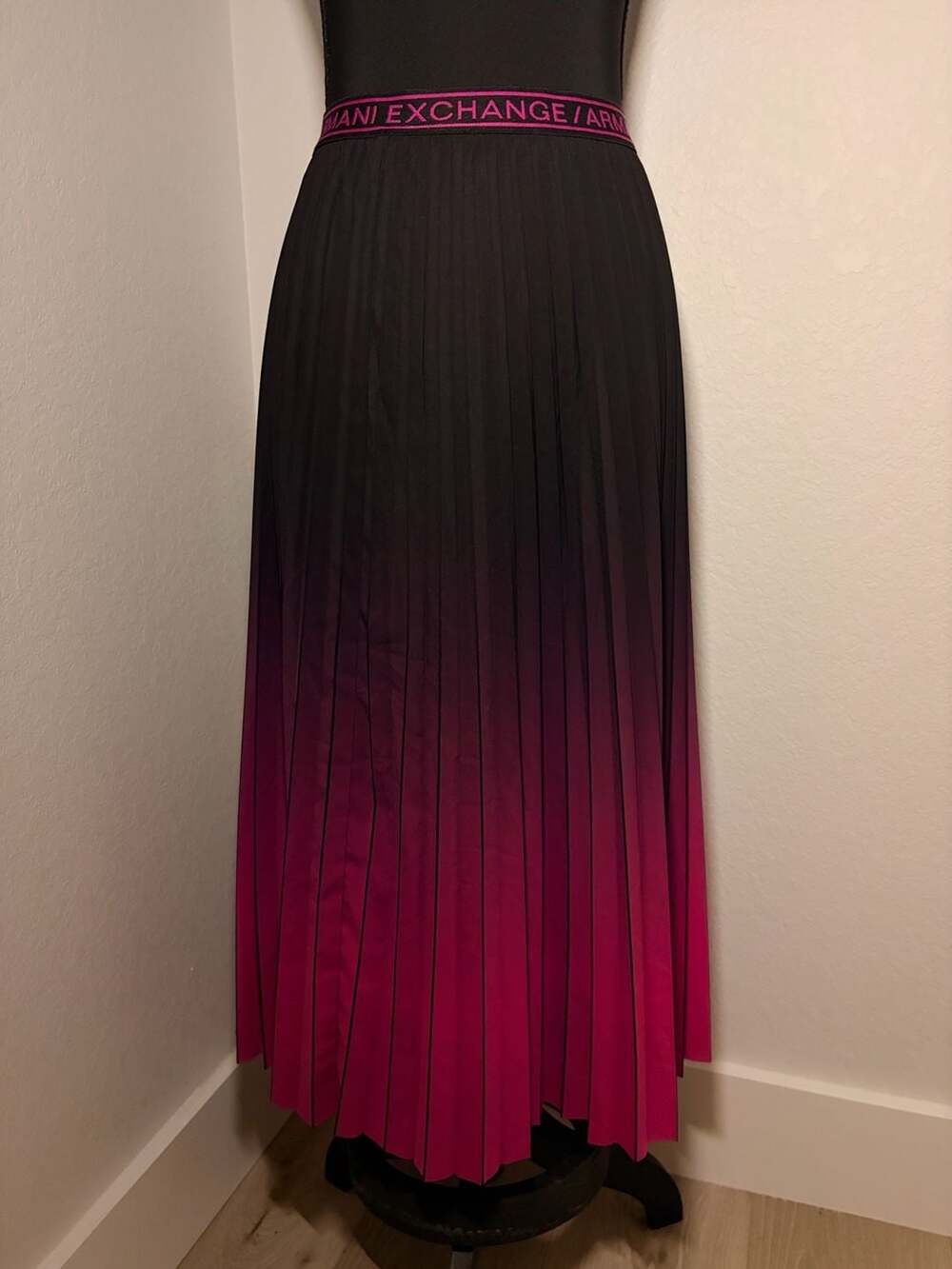 Armani Exchange Ombre Pleated Maxi Skirt